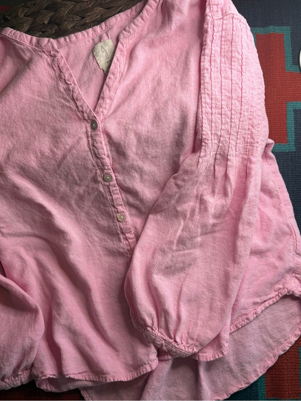 Joie Pink Button-Front V-Neck Blouse - Picture 11 of 11